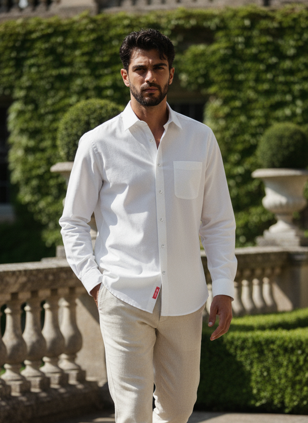 COTTON STRETCH SHIRT - WHITE