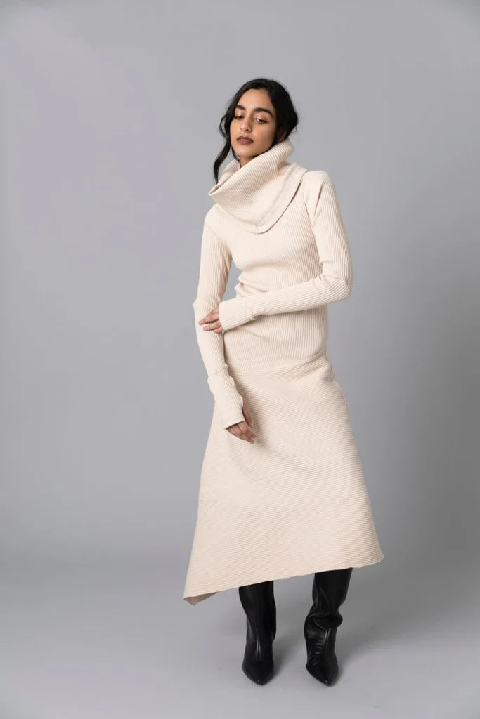 Cowl Dress - Almond