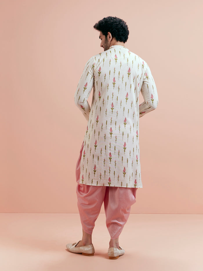 Cream Cotton Floral Printed Kurta