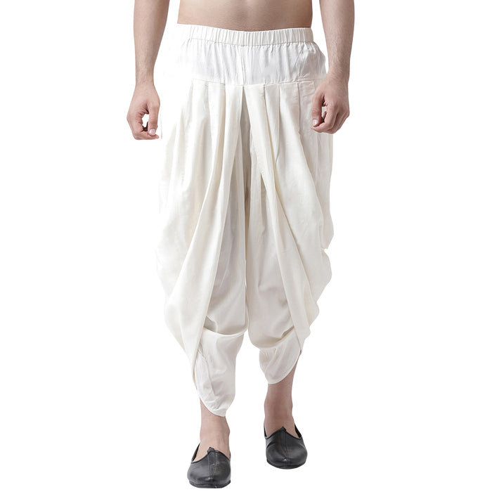 Cream Solid Elasticated Dhoti