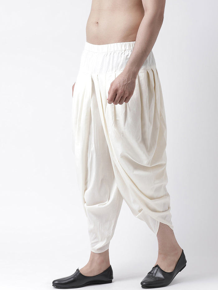 Cream Solid Elasticated Dhoti