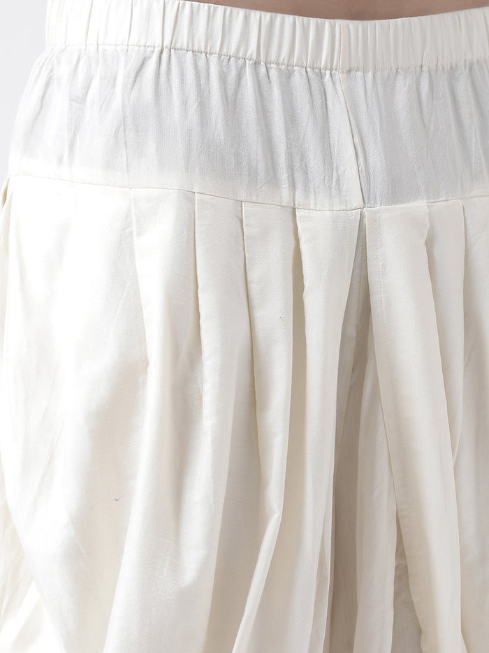 Cream Solid Elasticated Dhoti