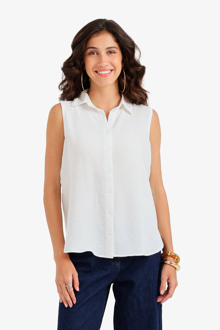Crinkle Sleeveless Shirt