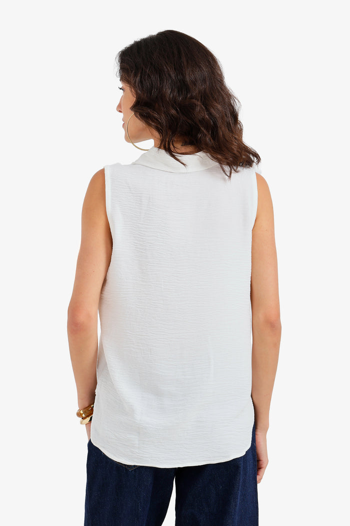Crinkle Sleeveless Shirt