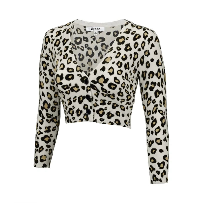 Cropped Leopard Print Cardigan