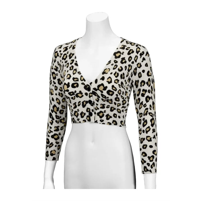 Cropped Leopard Print Cardigan