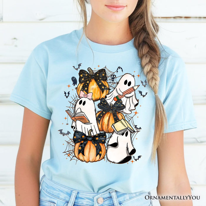 Cute Ghost Teacher Halloween T-Shirt, Retro Boo Spooky School Tee T-Shirts OrnamentallyYou
