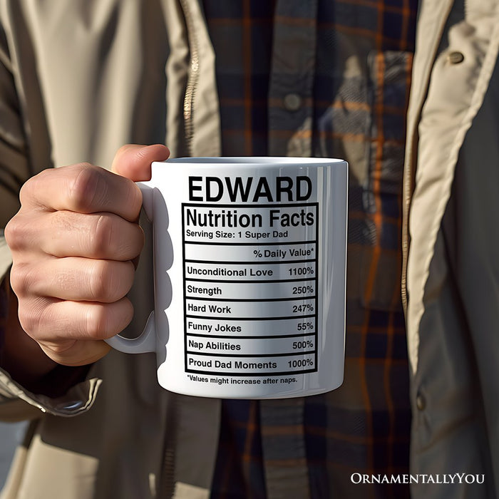 Dad Nutrition Facts Personalized Mug, Birthday Gift With Custom Names and Percentages Personalized Ceramic Mug OrnamentallyYou