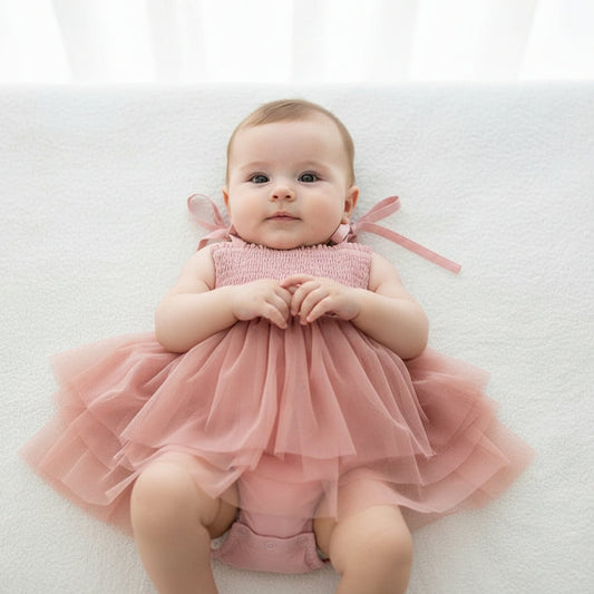 Dark Pink Tulle Solid Color Infant Ruffle Romper Dress Yo Baby India