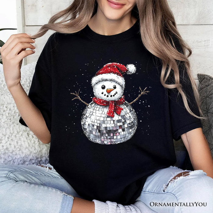 Disco Snowman Christmas T‑Shirt, Retro Holiday Tee for Dancers T-Shirts OrnamentallyYou