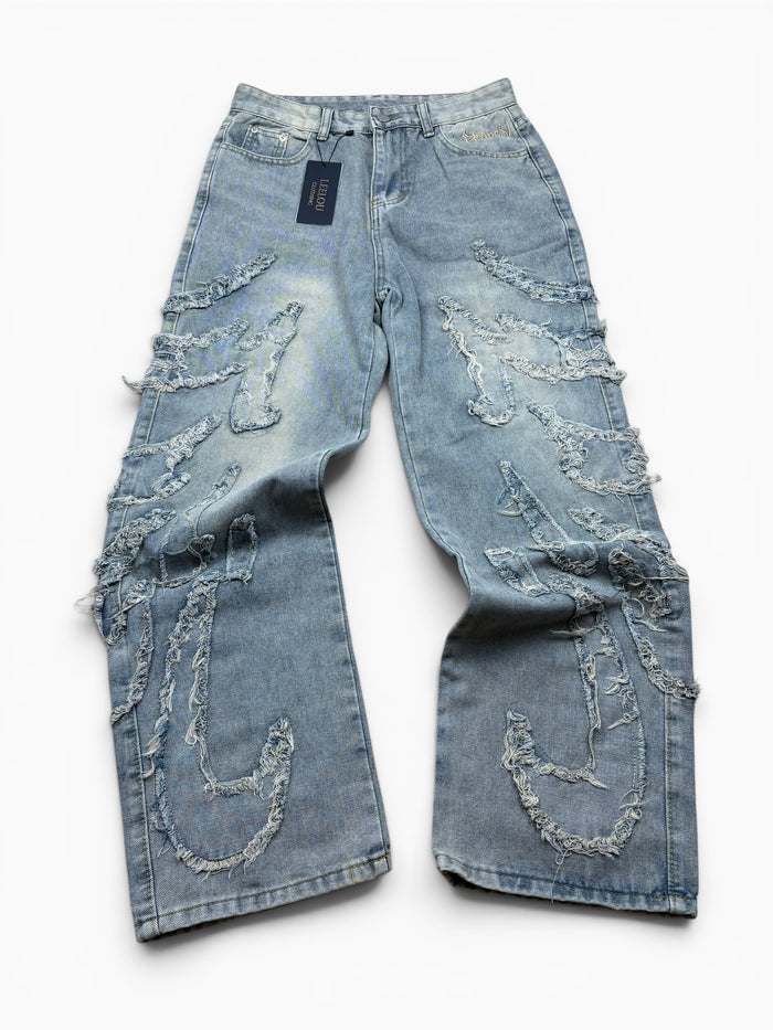 Distressed Wide Leg Jeans