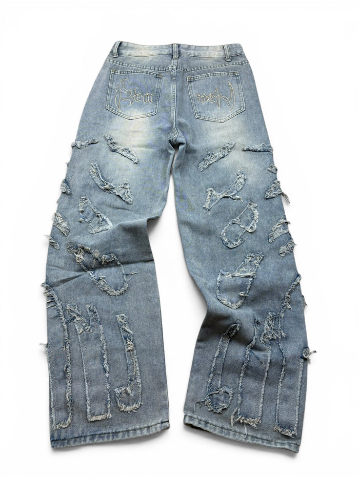 Distressed Wide Leg Jeans