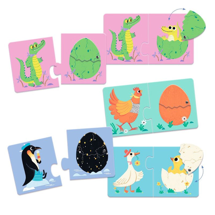 Djeco Duo Funny Eggs 12pc Puzzle