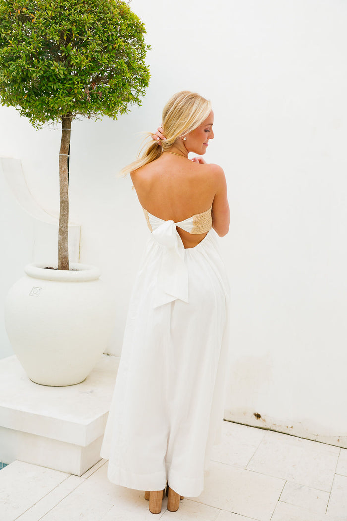 Dockside Maxi Dress - White Voile with Twisted Rope