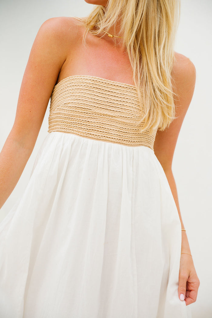 Dockside Maxi Dress - White Voile with Twisted Rope