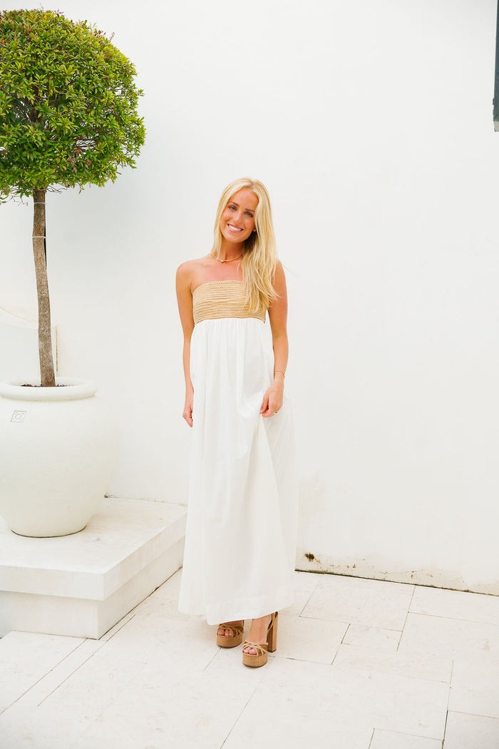 Dockside Maxi Dress - White Voile with Twisted Rope