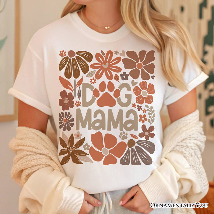 Dog Mama Boho Floral T-Shirt, White and Black Tee for Proud and Stylish Pet Lovers T-Shirts OrnamentallyYou