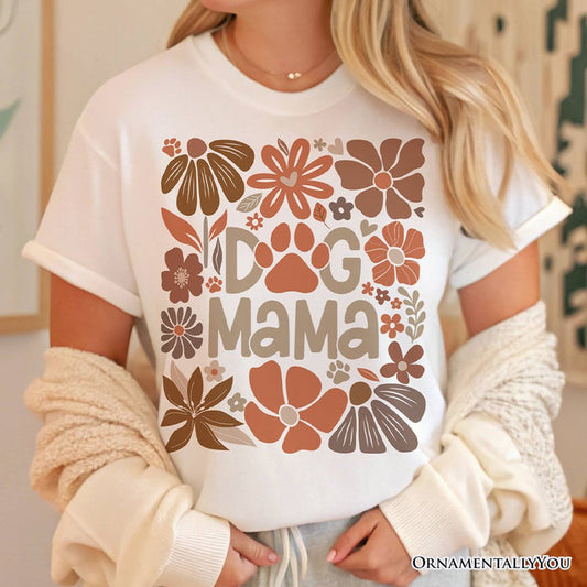 Dog Mama Boho Floral T-Shirt, White and Black Tee for Proud and Stylish Pet Lovers T-Shirts OrnamentallyYou