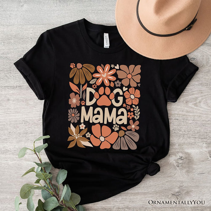 Dog Mama Boho Floral T-Shirt, White and Black Tee for Proud and Stylish Pet Lovers T-Shirts OrnamentallyYou Black XS