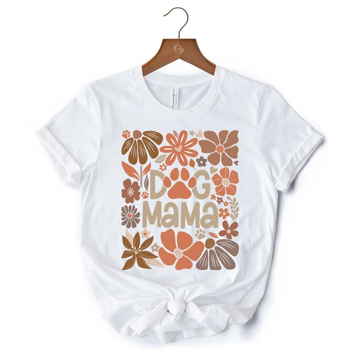 Dog Mama Boho Floral T-Shirt, White and Black Tee for Proud and Stylish Pet Lovers T-Shirts OrnamentallyYou