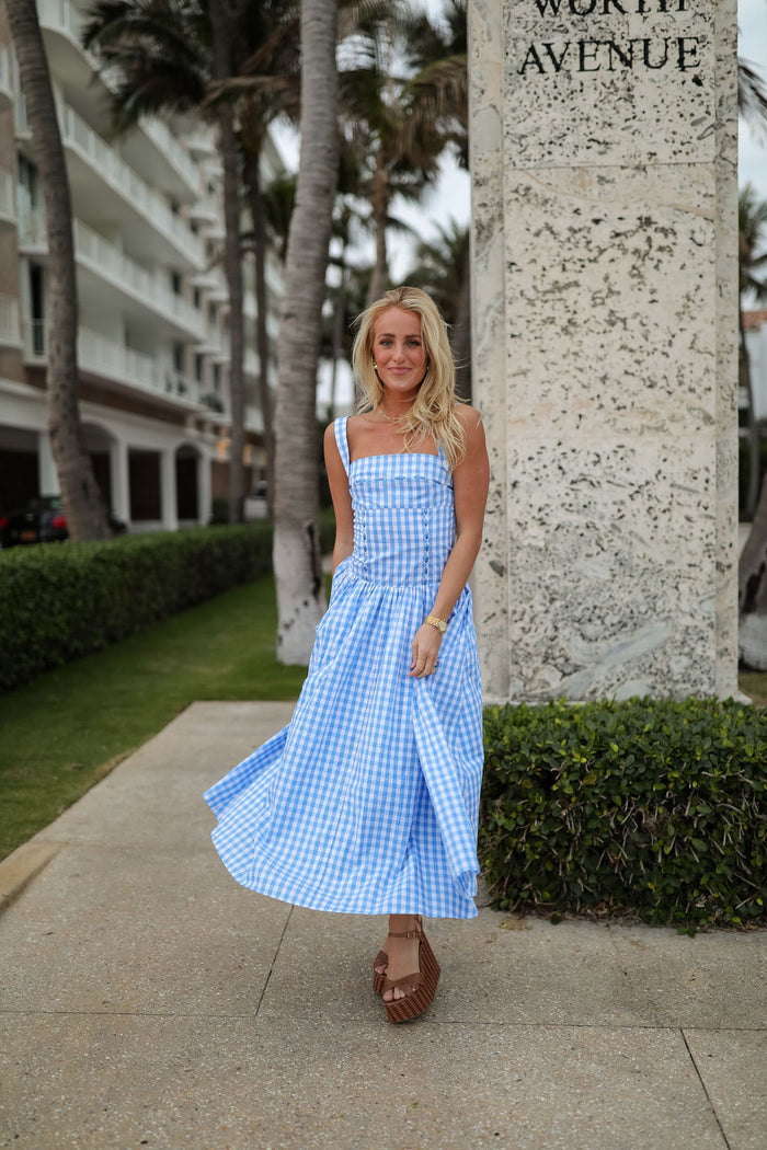 Dorothy Midi Dress - Blue Gingham