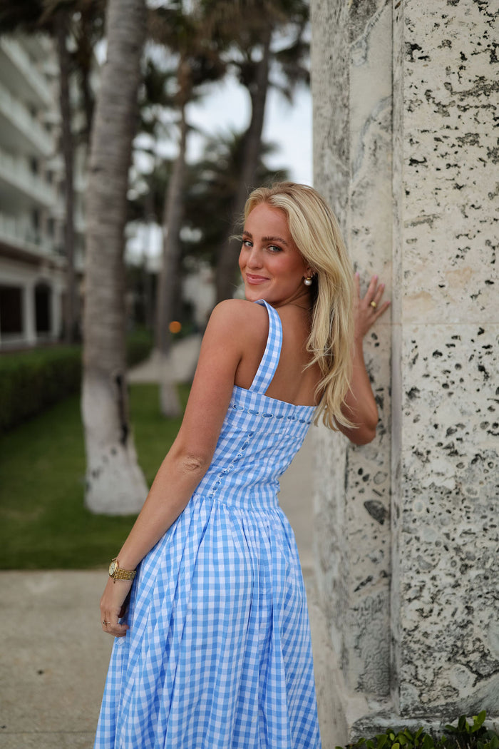 Dorothy Midi Dress - Blue Gingham