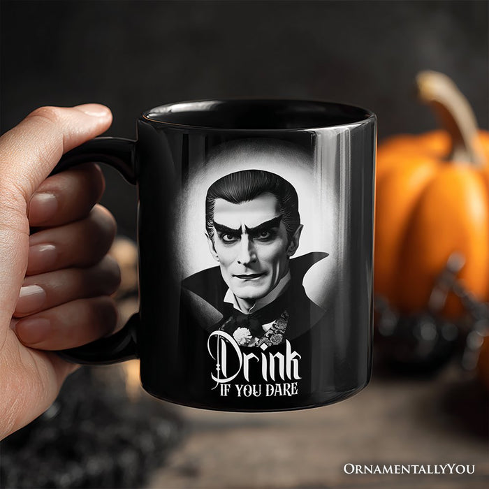 Dracula Spooky Portrait Personalized Mug Horror Villain Theme Halloween Gift with Custom Name Personalized Ceramic Mug OrnamentallyYou