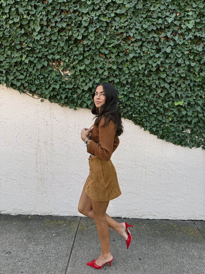 Draper Suede Skort - Camel