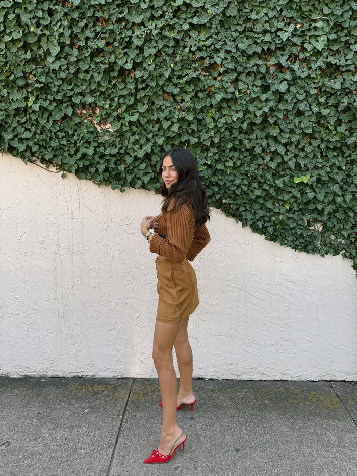 Draper Suede Skort - Camel
