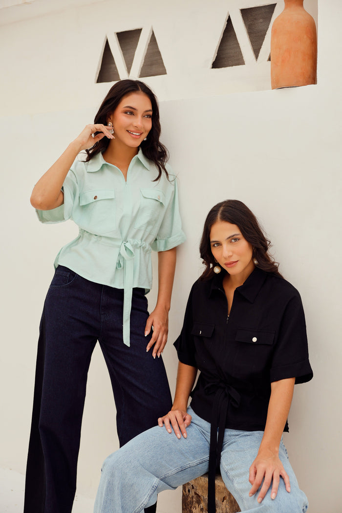 Drawstring Waist Lounge Shirt