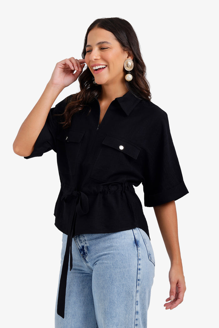 Drawstring Waist Lounge Shirt