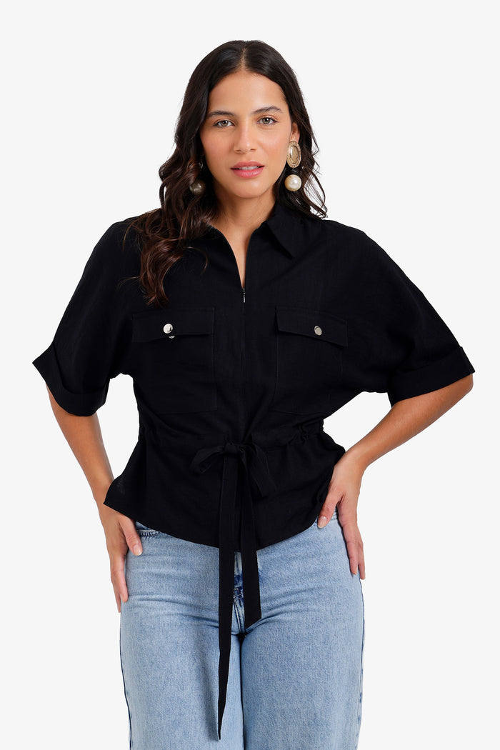 Drawstring Waist Lounge Shirt