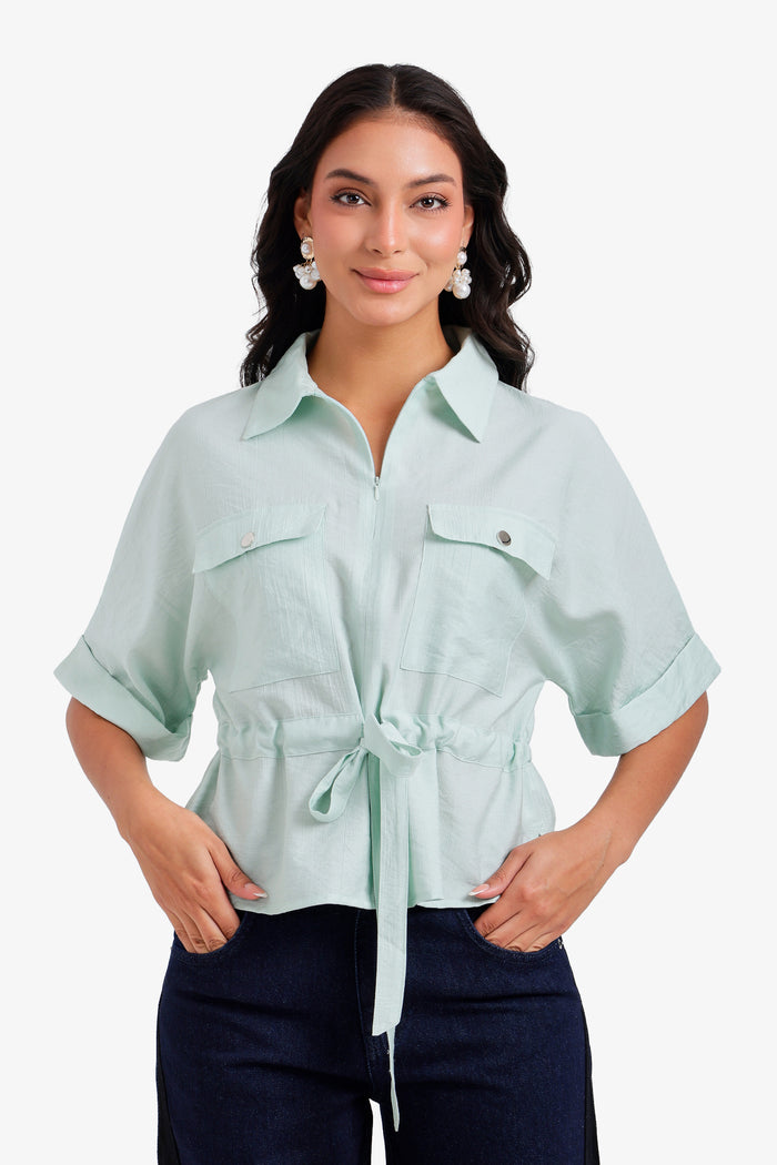 Drawstring Waist Lounge Shirt