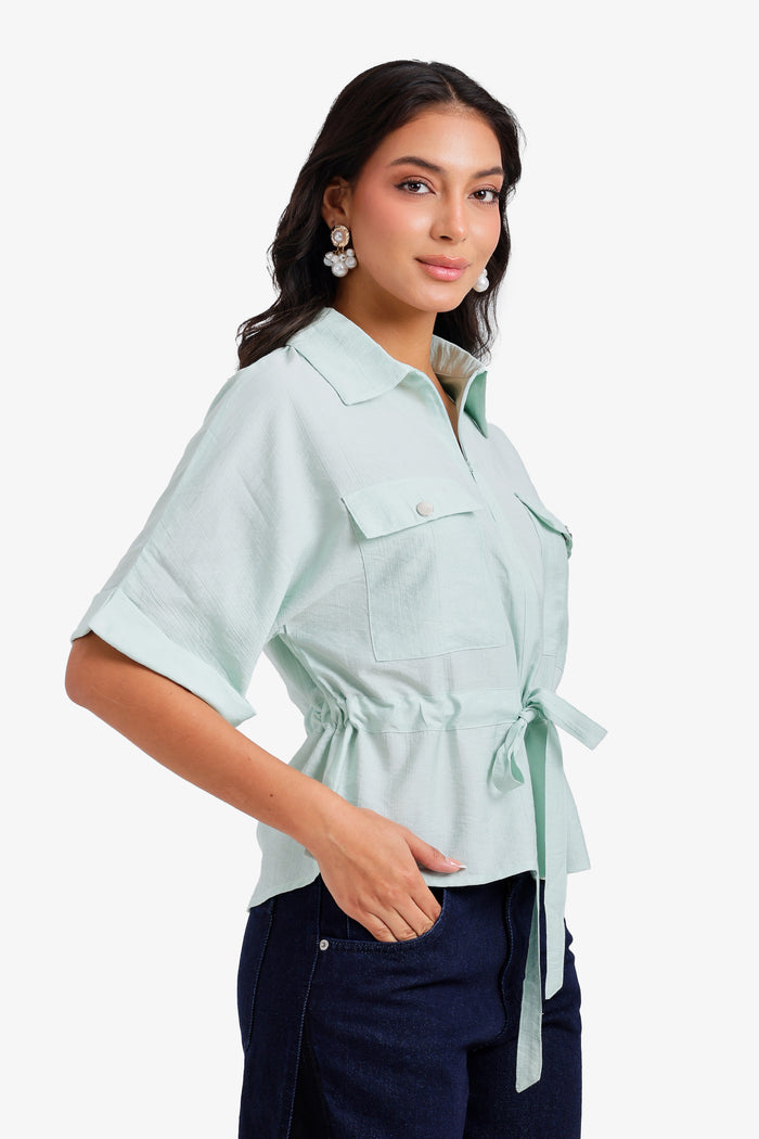 Drawstring Waist Lounge Shirt