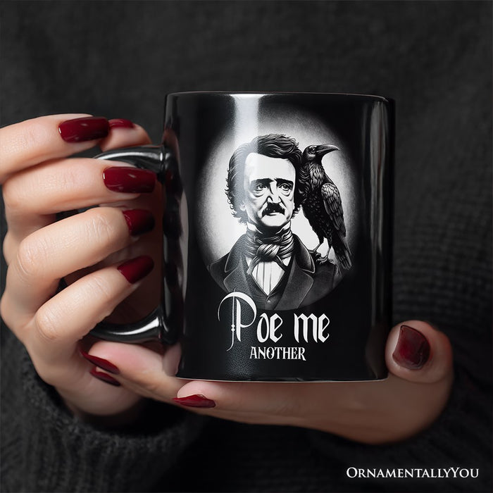 Edgar Allan Poe Spooky Portrait Personalized Mug Horror Villain Theme Halloween Gift with Custom Name Personalized Ceramic Mug OrnamentallyYou