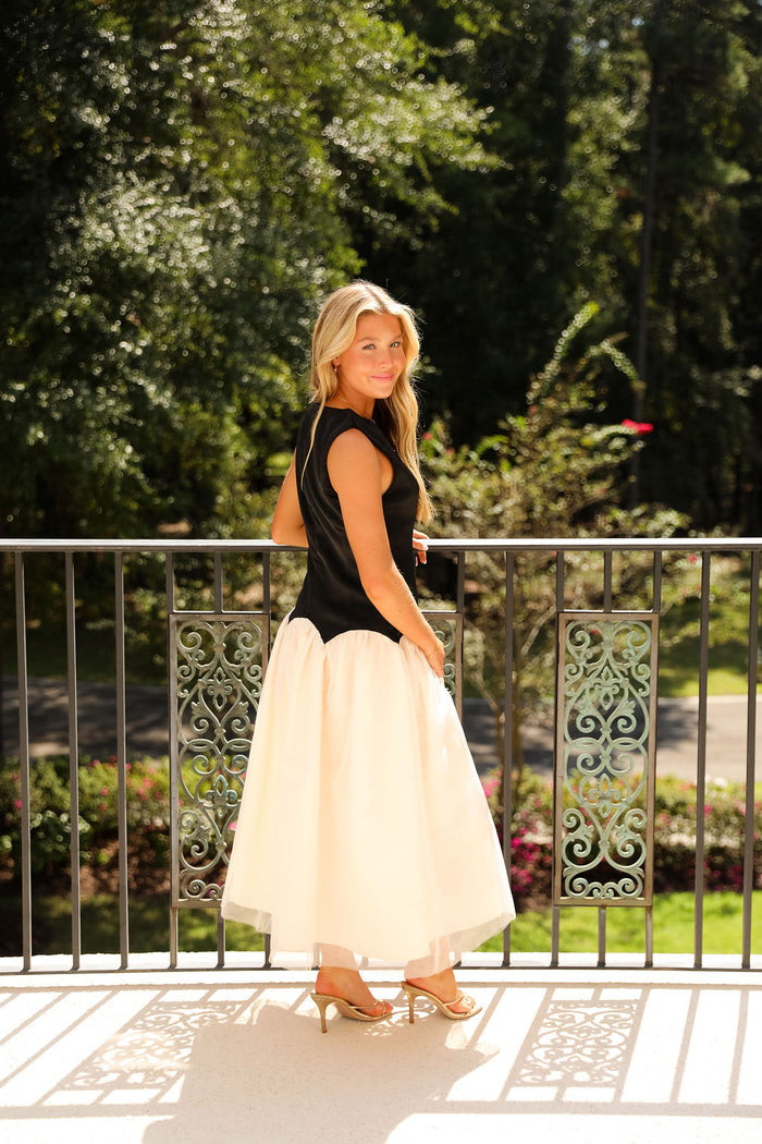 Elodie Dress - Black/Ivory