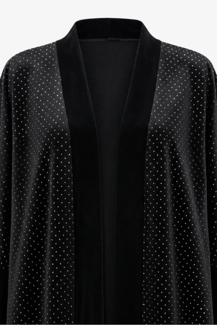 Embellished Velvet Maxi Kimono