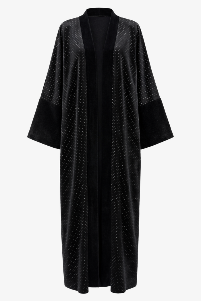 Embellished Velvet Maxi Kimono