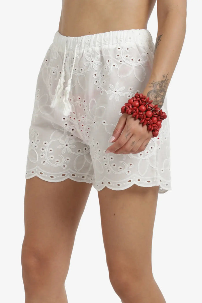Embroidered Eyelet Pattern Shorts