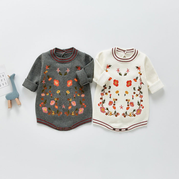 Embroidered Knitted Sweater Dress Yo Baby India