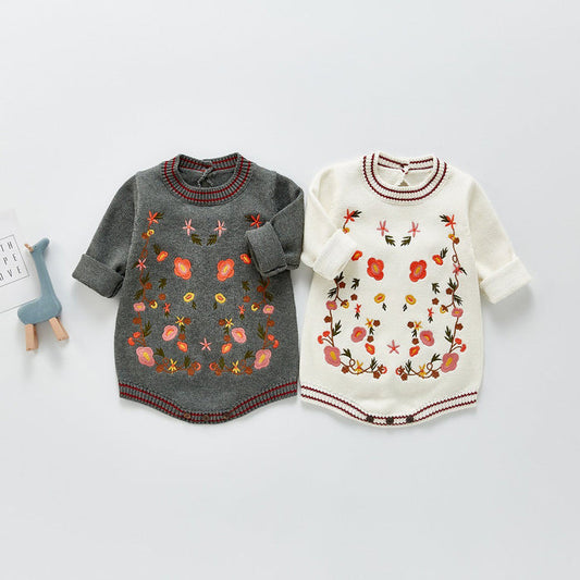 Embroidered Knitted Sweater Dress Yo Baby India