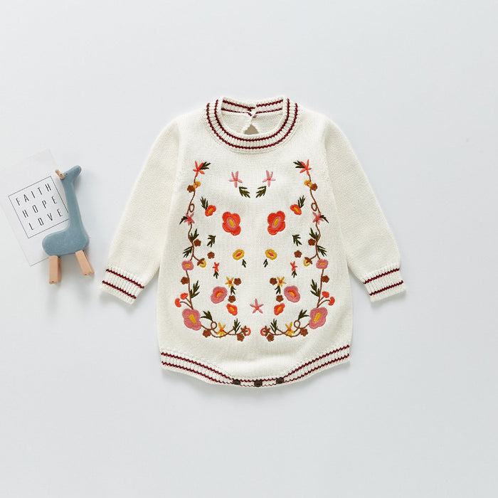 Embroidered Knitted Sweater Dress Yo Baby India