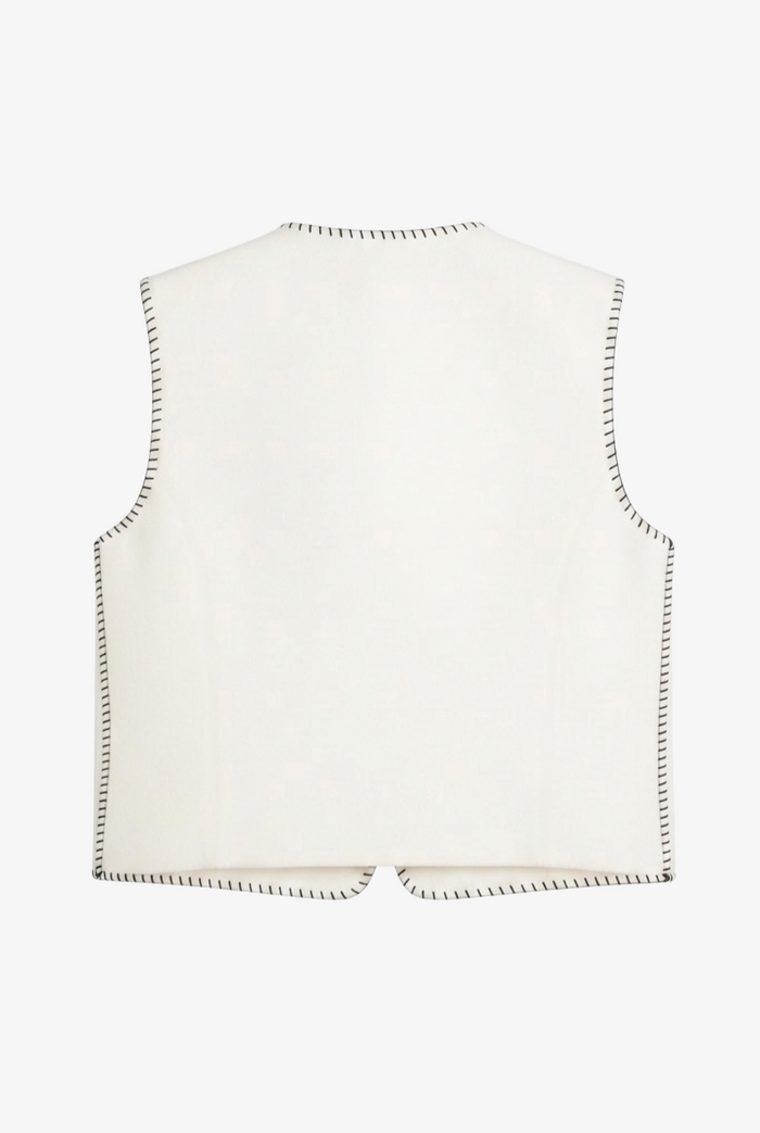 Embroidered Open Vest