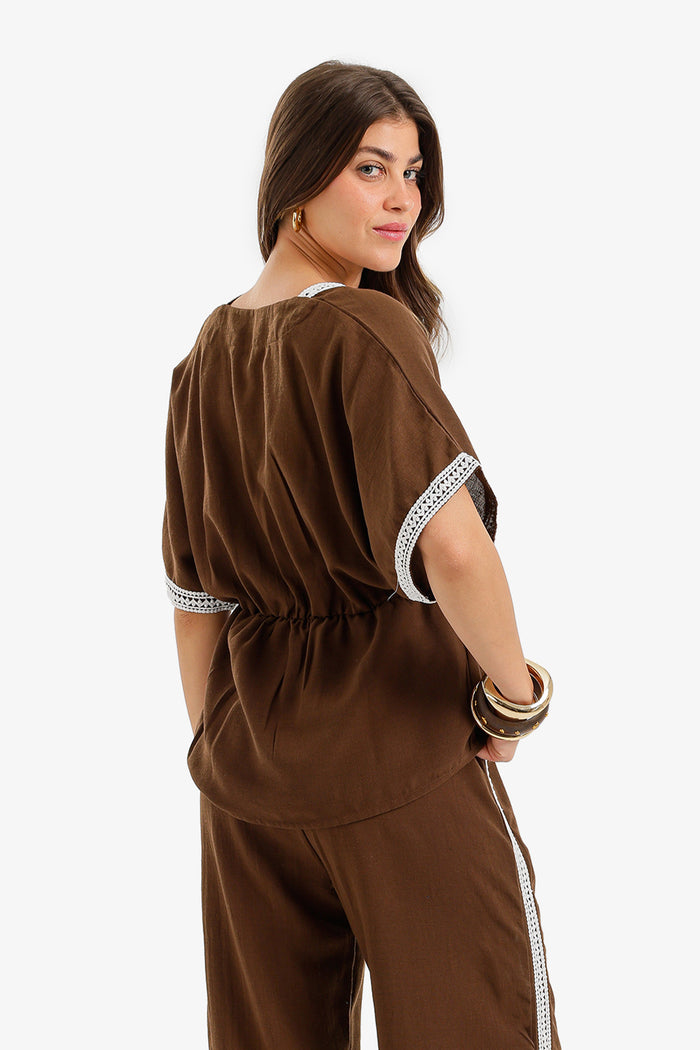 Embroidered-Trim Top