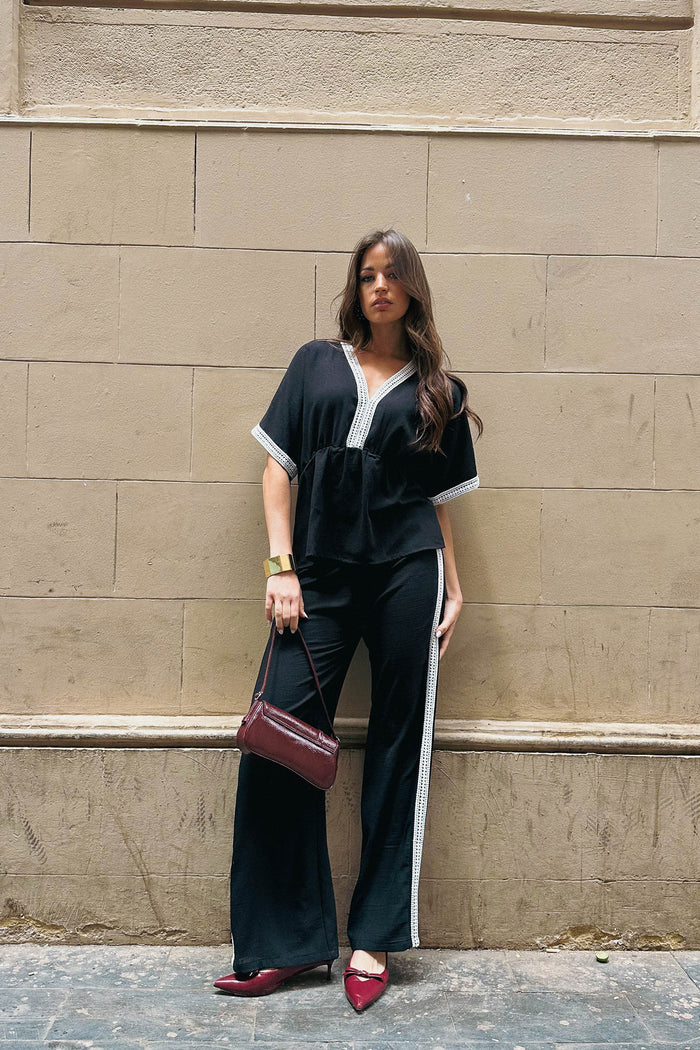 Embroidered-Trim Top