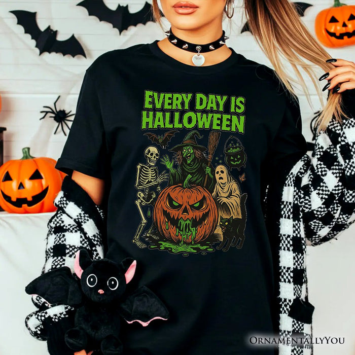 Every Day Is Halloween T-Shirt, Vintage Pumpkin Witch Spooky Tee for Eternal Spook Enthusiasts T-Shirts OrnamentallyYou