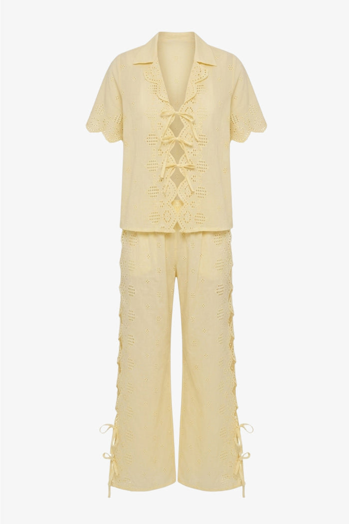 Eyelet Cutout Beach Set