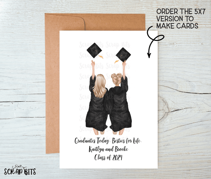 Female Best Friends Graduation Print