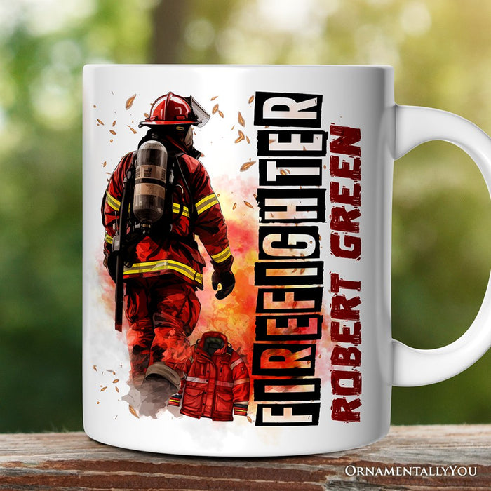 Firefighter Personalized Mug, Appreciation Fire Department Custom Gift with Name Personalized Ceramic Mug OrnamentallyYou 12oz Mug Customized