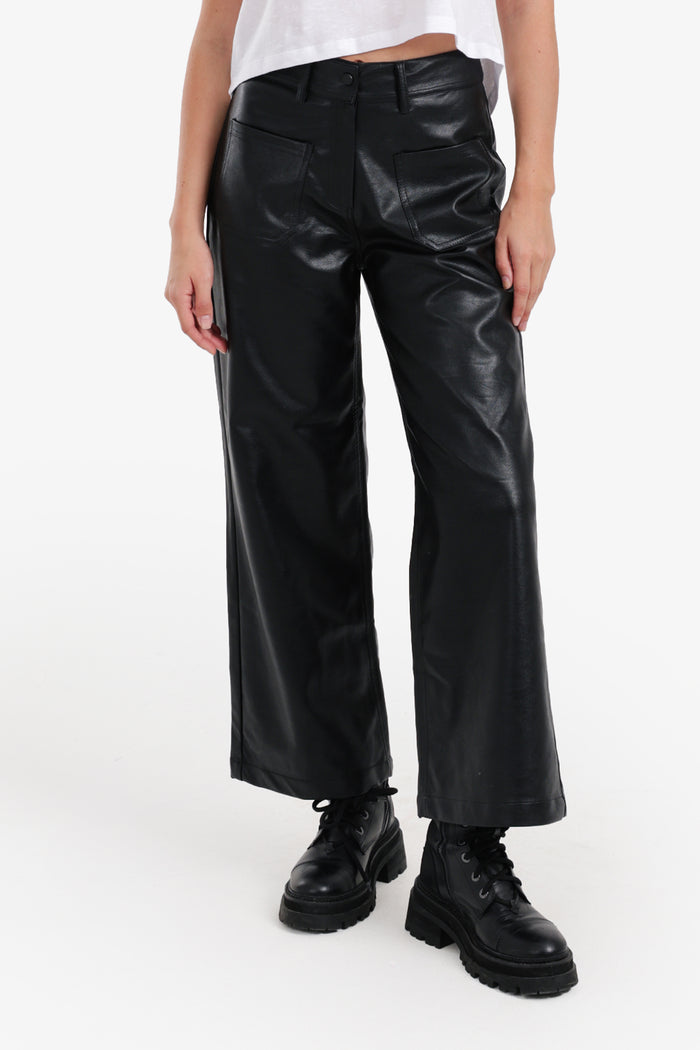 Flare Leg Faux Leather Pants
